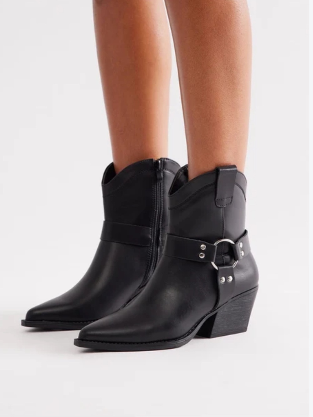open edit Western boots black size 9.5 Harness Ankle Booties with Ring Detail